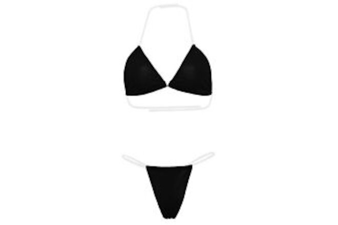 Bikini Set Transparent Strap Wireless Pure Color Female Summer Swimwear Quick