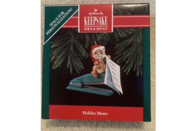 1992 Hallmark Keepsake Holiday Memo - Chipmunk On Stapler Ornament - NIB