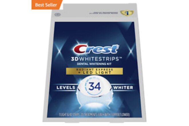 3D Whitestrips, Radiant Express with LED Accelerator Light, Teeth Whitening Stri