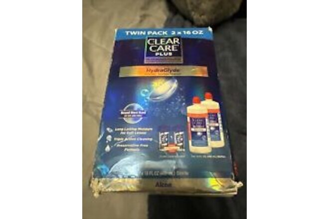 Clear Care Plus Cleaning Solution Twin Pack HydraGlyde 2 x 16 oz + 2 cases 12/24