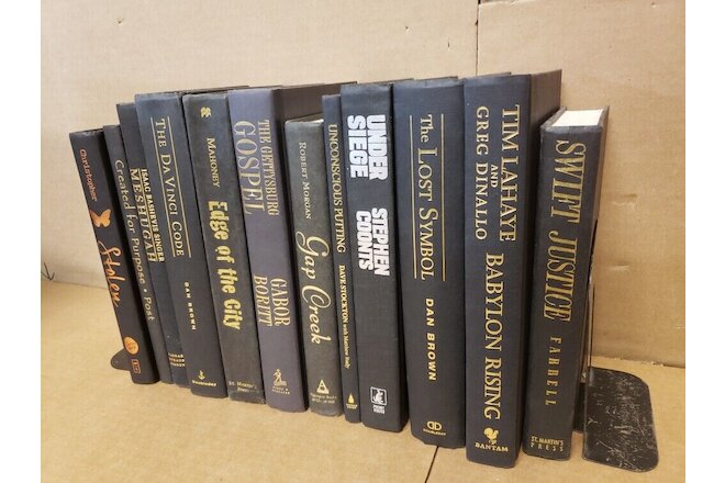 Lot of 10 Hardcover BLACK Book for Staging Prop Decor Gold-Silver-Copper Letters