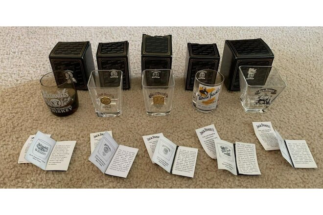 Lot (5) Commemorative, Limited Jack Daniels Crystal Shot Glasses with boxes