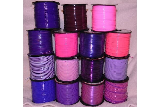 15 PINKS & PURPLES Mix ~ 2 YDs Each ~ 30 YDs of Rexlace Plastic Lacing Gimp Lace