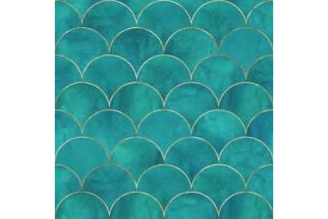 Ocean Waves Removable Wallpaper - 10'ft H x 24''inch W Green 10'ft H x 24''inch