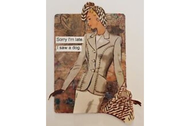 Collage Art Card ACEO ATC Original Vintage Pic 1939 Snarky Women Saw A Dog