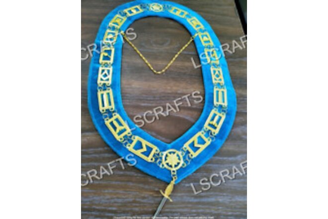 Masonic Master Masons Blue Lodge Gold Collar Chain +Tyler  Jewel