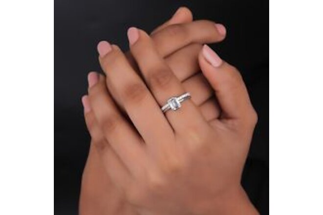 14K White Gold IGI Certified Lab Grown Emerald Cut VS1 Diamond Engagement Ring