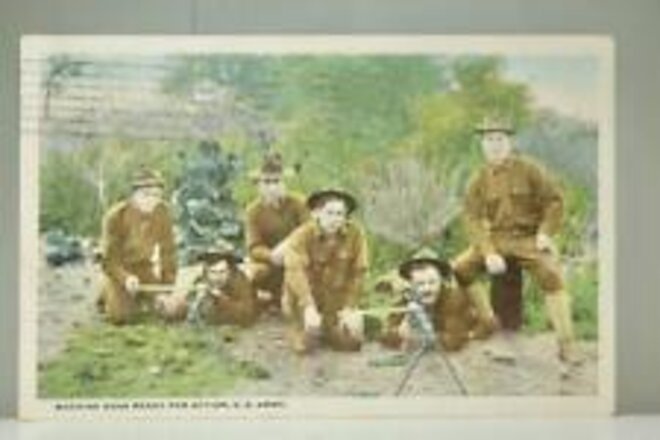 Military Postcard WWI US Army Machine Gun Crew-Camp Sherman Chillicothe Ohio