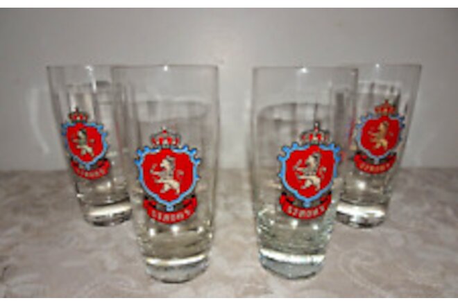 Stroh's Beer Rastal Pilsner Ribbed Glasses 0.25 Liter Set of 4 Made In Germany