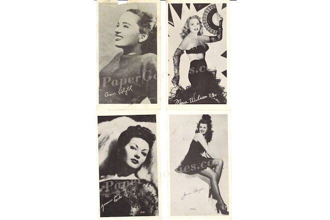 8 Vintage Movie Star Ladies Penny Arcade Vending Machine Trading Cards 1940s