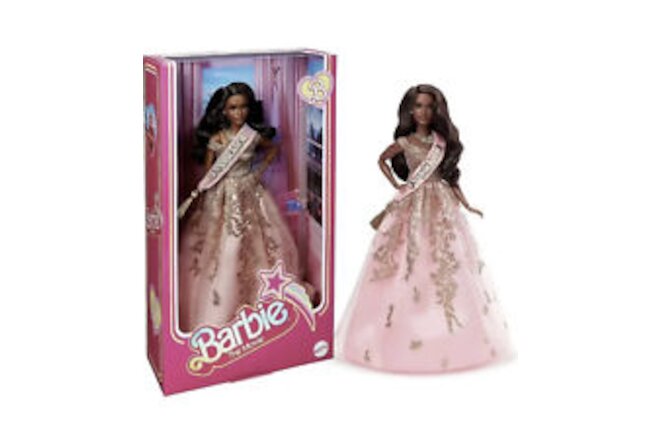 NIB Barbie The Movie President Collectible Doll Shimmery Pink and Gold Dress