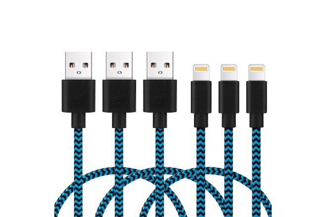 Kootion 3 Pack MFi Certified Apple Lightning  Braided Cable For iPhone USA Stock