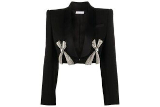 AREA Embellished Bow Cutout Cropped Blazer Size US 4 Original Price $1,995