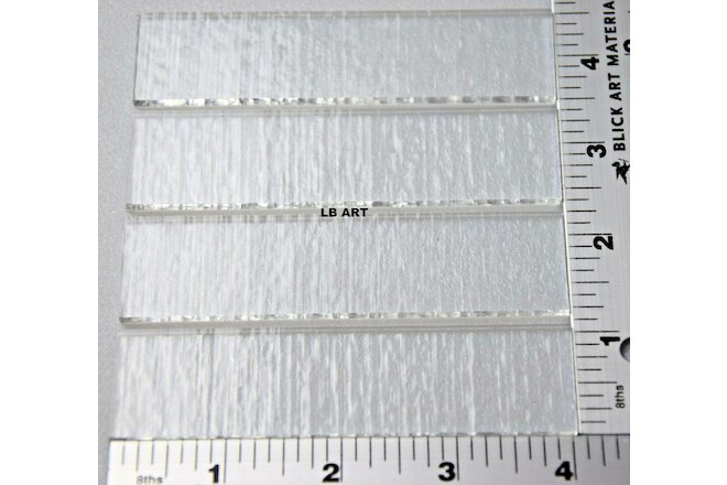 1101.30 -4 pcs-1"x 4" CLEAR BULLSEYE 3mm THICK GLASS SHEET STRIPS 90 COE