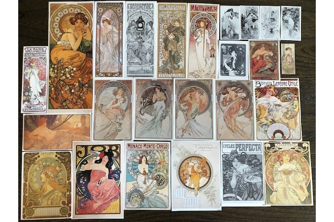 Alphonse Mucha BEAUTIFUL WOMEN✴PRETTY LADIES Vtg Art Nouveau Repro Ephemera Lot!