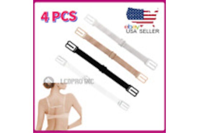4 Pack Woman Bra Anti-Slip Strap Holder Elastic Clips Adjustable Back Rope Clips