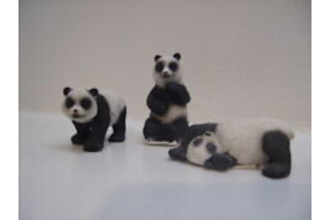 Panda Bears 3 Pc Set  Asian Figurines nCp45