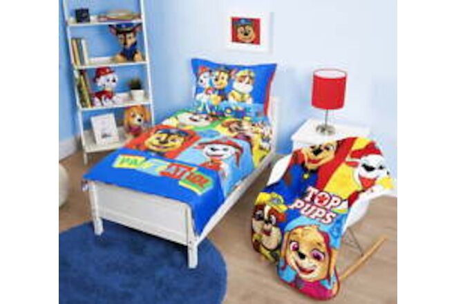 5-Piece Toddler Bedding Set & Blanket, Blue, Top Pups, Toddler Bed, Polyester