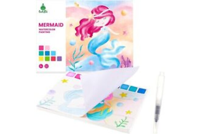 Watercolor Painting Book for Kids Mermaid Watercolor Coloring Books Paint Art wi