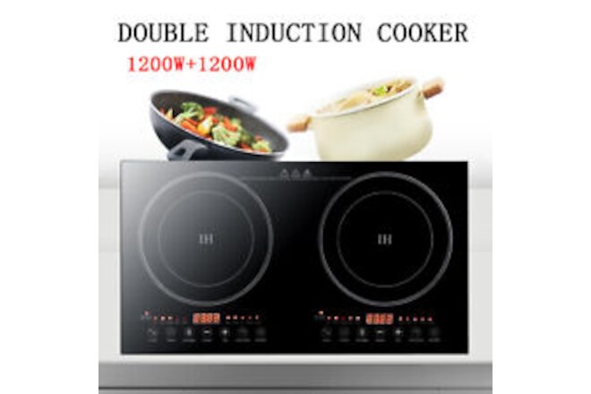 26.77Inch 2400W Induction Cooktop Countertop Dual Cooker Burner Stove Hot Plate