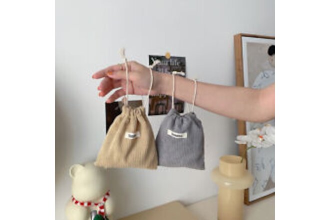 Corduroy Drawstring Cosmetic Jewelry Storage Bag Small Sundries Tea Candy Nut