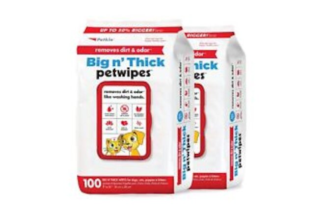 Pet Wipes for Dogs and Cats, 200 Large Wipes - Removes Dirt & Odor Like Washi...