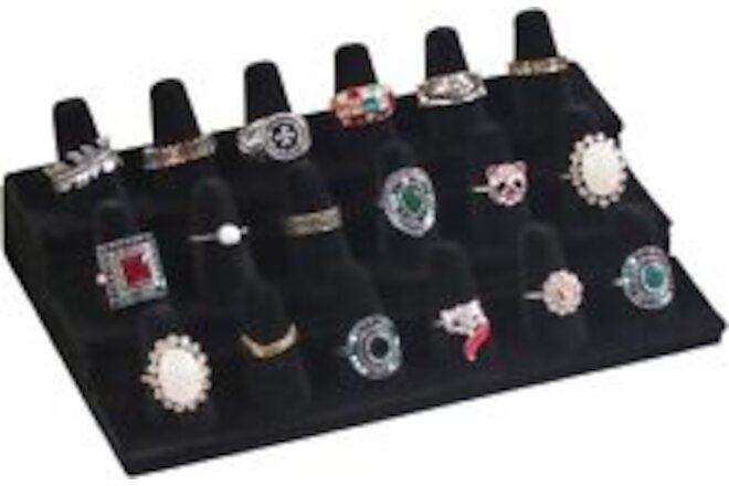 18 Fingers Ring Display Stand Black Velvet Rings Holder for Jewelry Storage Draw