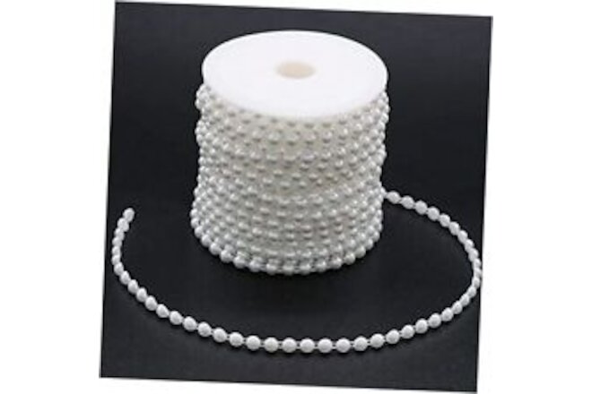 Pearl Trim Garland Artificial Pearl Bead Chain Trim 6mm White-Half Pearl