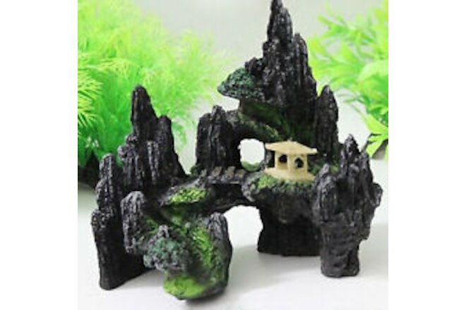 Fish Tank Rockery Vivid Realistic Tree Bridge Resin Rockery Eye-catching