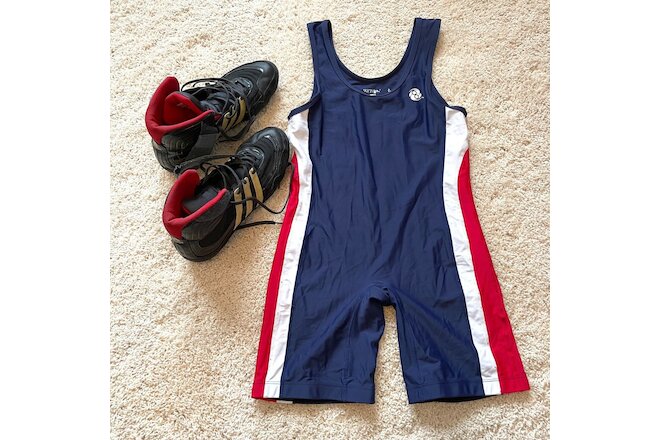 Wrestling Gear Lot - Clinch gear singlet and Adidas Tyrint Shoes