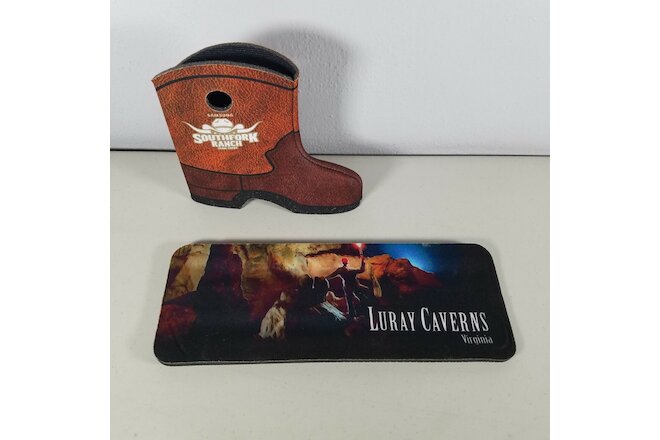 Western Can Koozies Lot Boot Southfork Ranch and Wrap Around Luray Brown