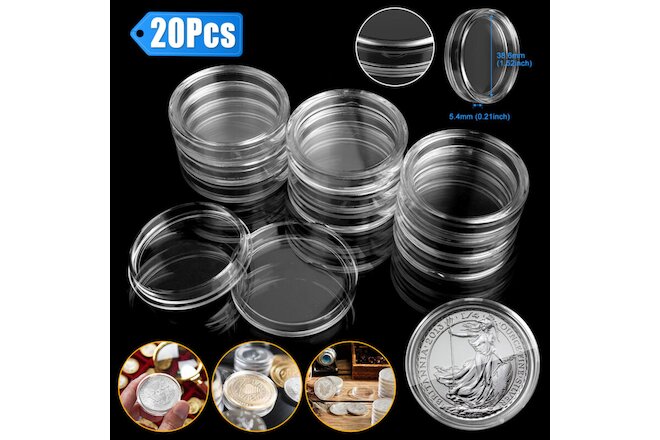20Pcs 38.6mm Coin Storage Holder Clear Capsules Box for 2oz Silver Queen's Beast