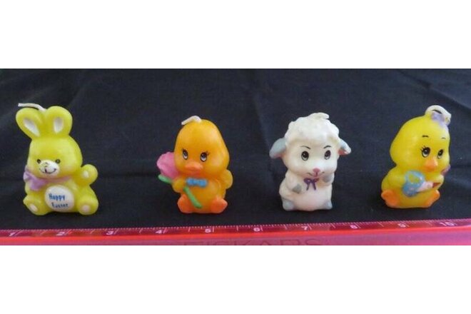 Vintage LOT Russ Berrie Mini CANDLES Easter Bunny Lamb Chick Duck Unlit Wax Tiny