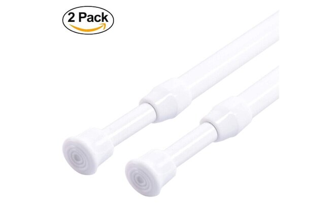 2PCS Shower Curtain Rod 23.6-44.3inch Never Rust Non-Slip Spring Tension Rod