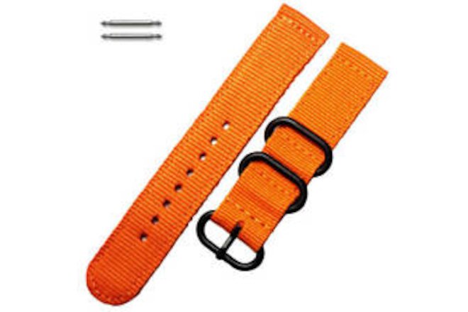 Orange Nylon Watch Band Strap Belt Army Military Ballistic Black Buckle #6038