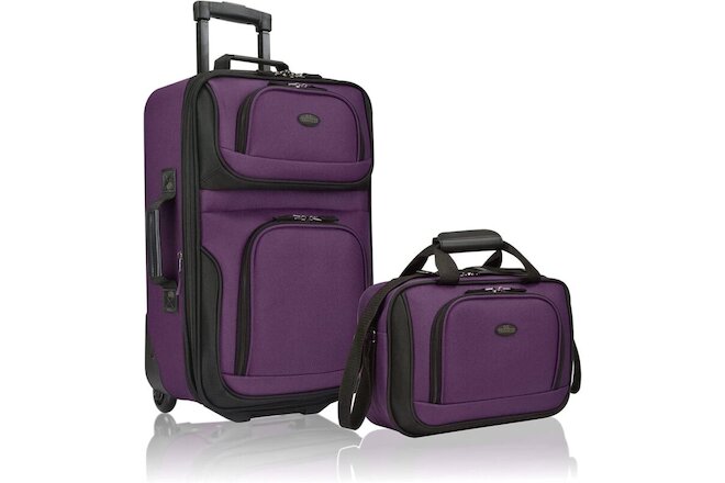 U.S. Traveler 2 Piece Expandable Softside Luggage Set 21" Carry On Tote Bag