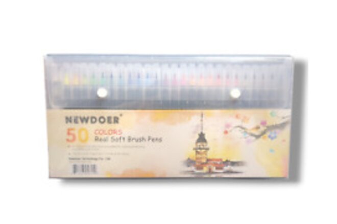 Newdoer 50 Colors Real Soft Brush Pens Set 100% Non-Toxic Odorless +2Water Brush