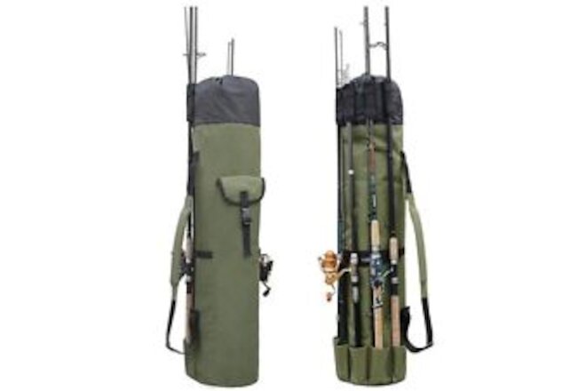Large Capacity Fishing Rod Bag, Portable Drawstring Fishing Pole Storage Bag