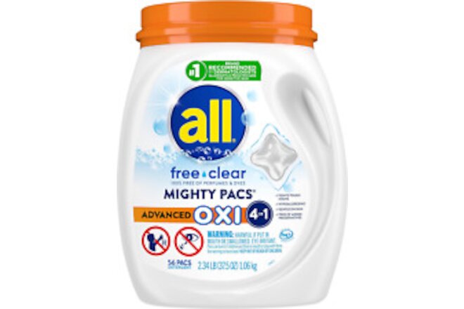All Laundry Detergent Pacs, Mighty Pacs with OXI Stain Removers and Whiteners, F