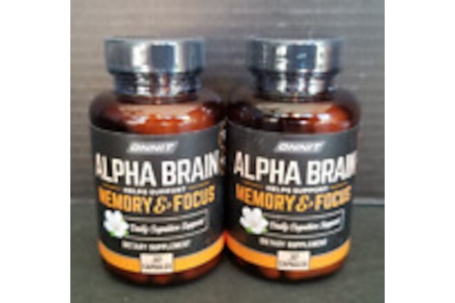 ONNIT ALPHA BRAIN MEMORY & FOCUS DAILY COGNITIVE SUPPORT, 2x 30 = 60 CAPS, 06/24