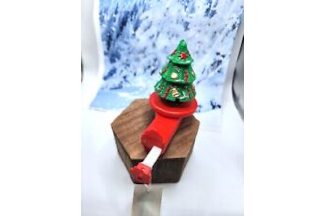 VINTAGE Christmas plastic Christmas tree Santa Claus Spinner toy New
