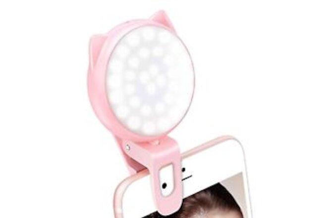 Selfie Clip on Ring Light, Mini Rechargeable 9 Level Adjustable Brightness Li...