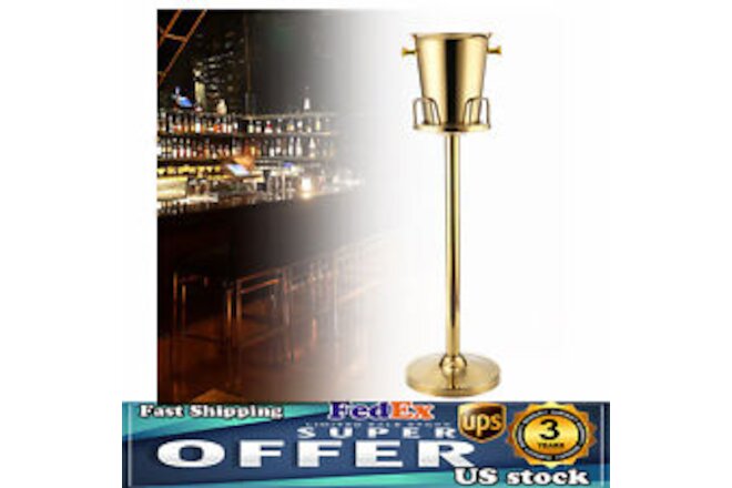 Floor Standing Champagne Bucket Wine Cooler Ice Gift Stainless Steel Gold US