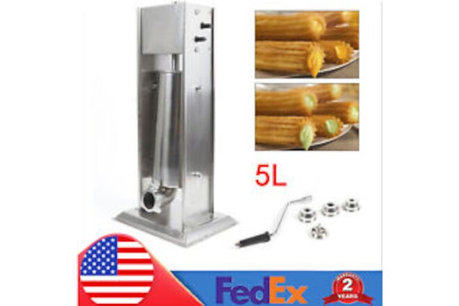 5L Stainless Steel Commercial Churro Machine Manual Churro Maker 4 Nozzles