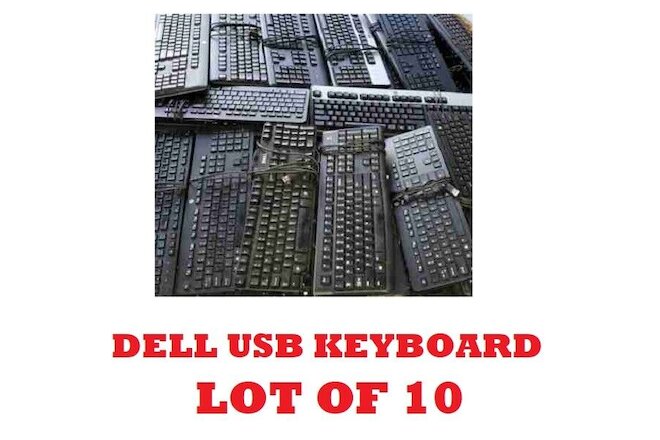 Lot OF 10 - Dell USB Wired Standard Layout Keyboard 104-Key 10-keys Key Board