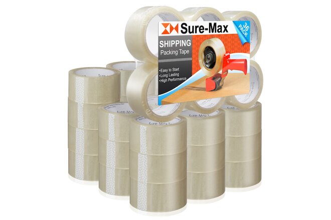 36 Rolls Carton Sealing Clear Packing Tape Box Shipping - 2 mil 2" x 55 Yards