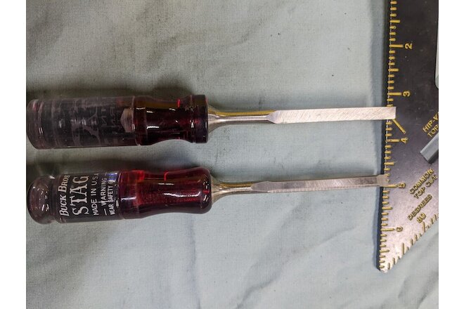2 X NEW STAG by BUCK BROS 1/4" Chisel's USA