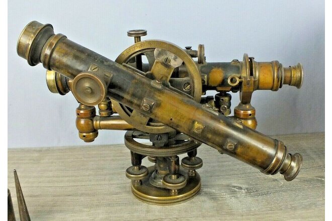 Early W&LE Gurley Wye Mining Transit or Theodolite with Rare Auxiliary Telescope