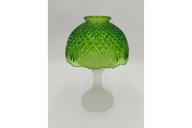 Vintage LE Smith Green Pineapple Cut Glass Fairy Lamp Votive Candle Holder