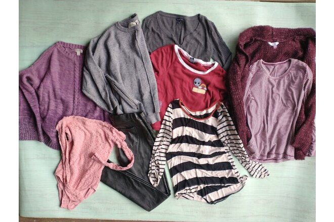 Lot of 9 Juniors clothing Small Hollister bodysuit Aeropostale Thermal Sweaters